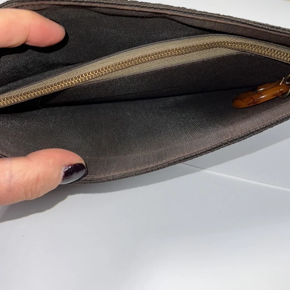 Laurel Genuine Corde Brown Cord Woven Zip Clutch Bag